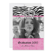 Graduation Party leopard Crown Tiara Pink zazzle_invitation