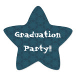 Graduation Party Navy Blue and White Star Flowers Stickers