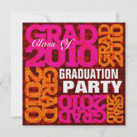 Graduation Party Orange Pink Mosaic Invitation invitation