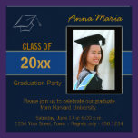 Graduation Party Photo blue Invitation invitations