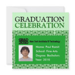 Graduation Party Photo ID Card Green Invitation