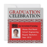 Graduation Party Photo ID Card Red Invitation