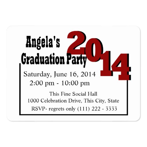 graduation_party_photo_insert_card_red_business_card ...