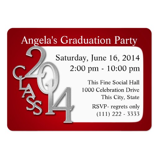 Graduation Party Photo Insert Card Red Business Cards