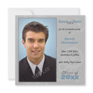 5.25x5.25 - Remind friends and family to save the date for your graduation party with this customizeable save the date photo announcement in dove grey with a modern overlay design..