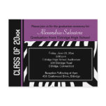 Graduation Party Postcard Zebra Stripe Violet