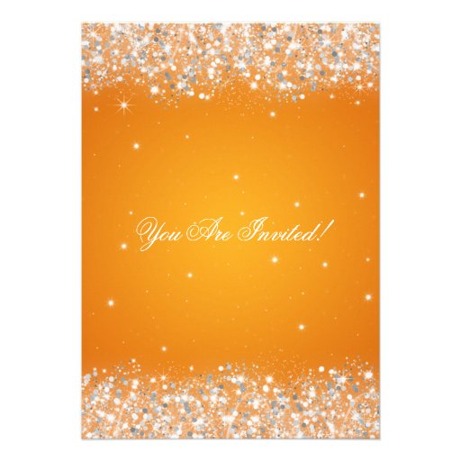 Graduation Party Sparkling Glitter Orange Personalized Announcements