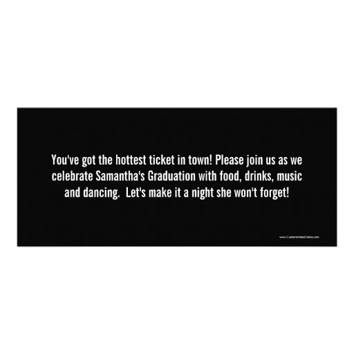 Graduation Party Ticket Invitations, Black White