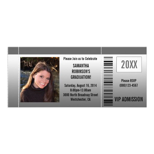 Graduation Party Ticket Invitations with Photo (front side)