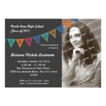 Graduation Pennant Flag Banner with Photo Custom Invites