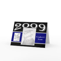 Graduation Photo Card with mascot -blue