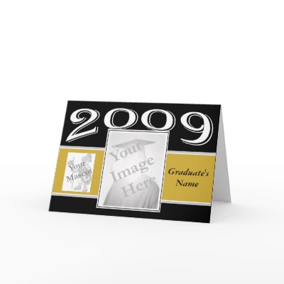 Graduation Photo Card with mascot -gold by JoyOfLife