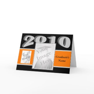 Graduation Photo Card with mascot -orange card