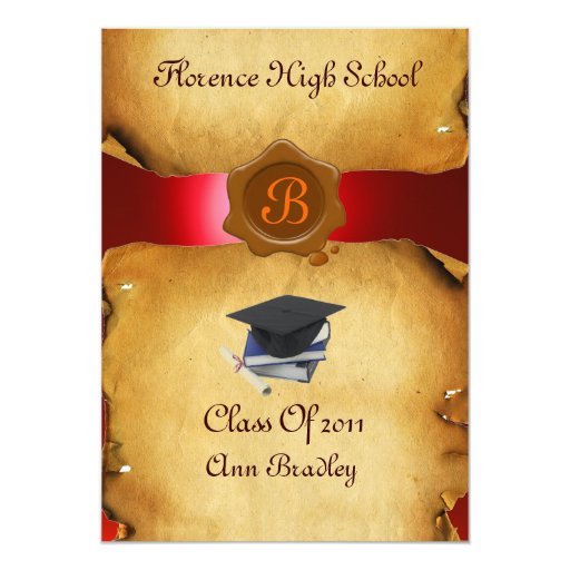 GRADUATION PHOTO TEMPLATE PARCHMENT red Wax Seal Card Zazzle