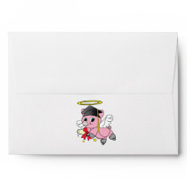 Graduation Pig Angel Card Matching Envelope