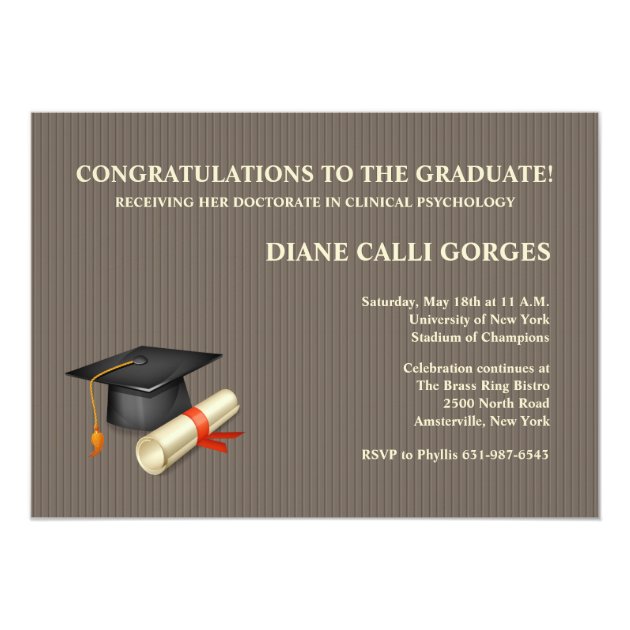 Graduation Pin Stripe Invitation (front side)