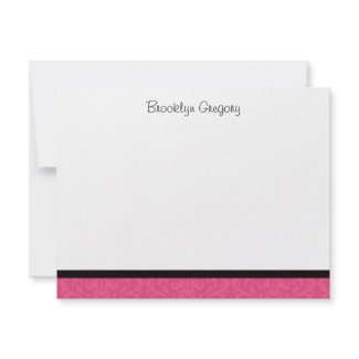 Graduation Pink Black Damask Thank You Note invitation