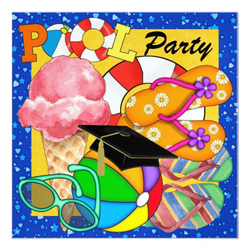 Graduation Pool Party - SRF Custom Announcements (front side)