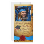 GRADUATION  RED BROWN WAX SEAL MONOGRAM blue photo cards