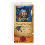 GRADUATION  RED BROWN WAX SEAL MONOGRAM orange photo cards