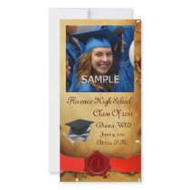 GRADUATION  RED BROWN WAX SEAL MONOGRAM PHOTO CARD TEMPLATE