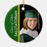 Graduation Salutatorian Green Gold Photo Ornament