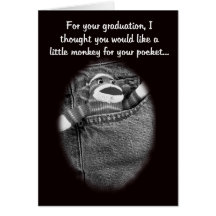 Graduation Sock Monkey Money Holder Card