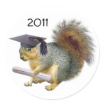 Graduation Squirrel Round Sticker stickers