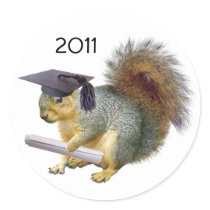 Graduation Squirrel Round Sticker
