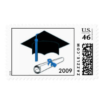 Graduation Stamp - Cap and Diploma with Blue