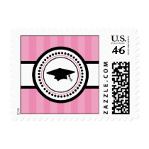 Graduation Stripes (Pink) Postage Stamp