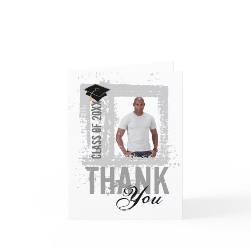 Graduation Thank You Card Add Photo White zazzle_card