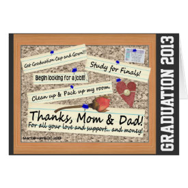 Graduation - Thanks, Mom & Dad (Personalize) Greeting Card