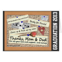 Graduation - Thanks, Mom & Dad (Personalize) Greeting Cards