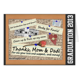 Graduation - Thanks, Mom & Dad (Personalize) Greeting Cards