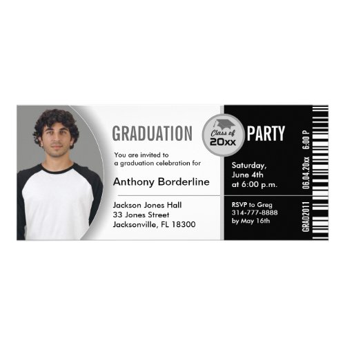 Graduation Ticket Party Invitation TKT313 Black