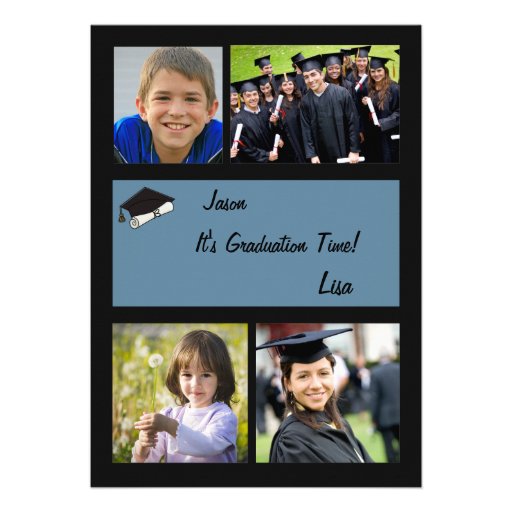 Graduation Time - 4 Photo Graduation  Invitation