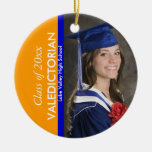 Graduation Valedictorian Orange/Blue Photo Ornamen Christmas Ornaments