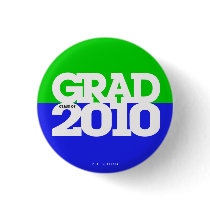Graduations Class Of 2010 Half Green Blue Button