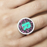 Graffiti Art Black and Fuschia 90s Splatter Paint Ring