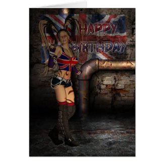 Graffiti Birthday Card With British Flag And Sexy card