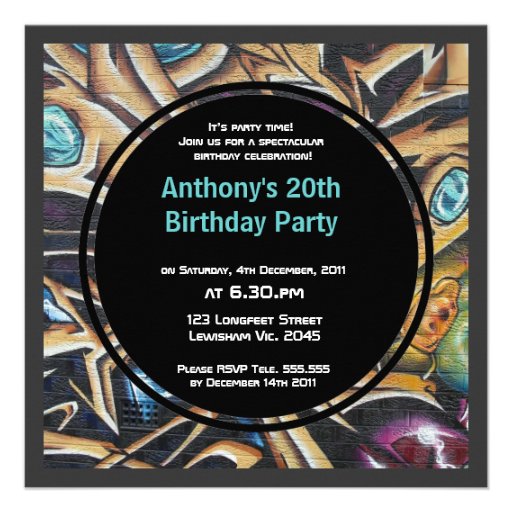 Graffiti Birthday Invitation