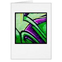 Graffiti in Green and Purple Greeting Card