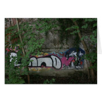 Graffiti in the forest, Rheinfelden, Switzerland Greeting Card