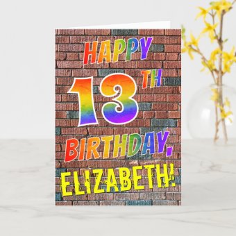 Graffiti Inspired Rainbow Look HAPPY 13TH BIRTHDAY Card Zazzle