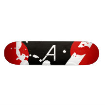 Graffiti Red, Black & White Monogram A Skateboard