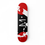 Graffiti Red, Black &amp; White Monogram Skateboard