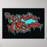 GRAFFITI red/blue spangleMASSIVE LOGO print/poster