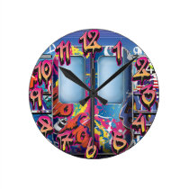 Graffiti Subway Train. Clock