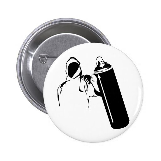Graffiti writer with spray can stencil pins
